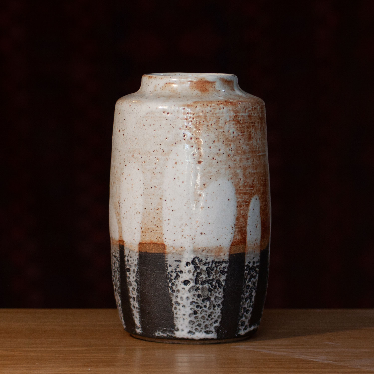 Shino glazed B&W vase